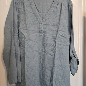 Soft Surroundings Blue Long Sleeve Tee Casual Elegance